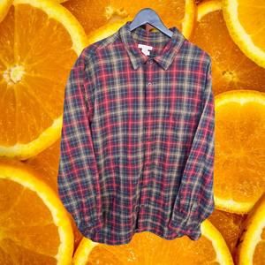 Carbon 2 Cobalt Red‎ Yellow Black Flannel 100% Cotton Button Up Size XLT